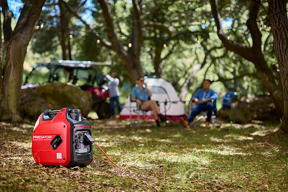 Generator camping location with thents
