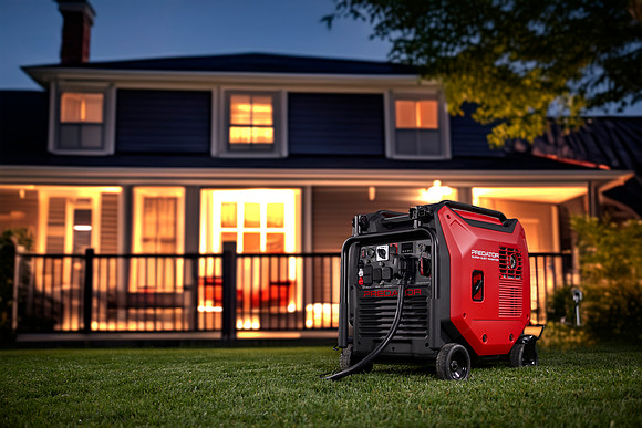 Generator powering large home at night